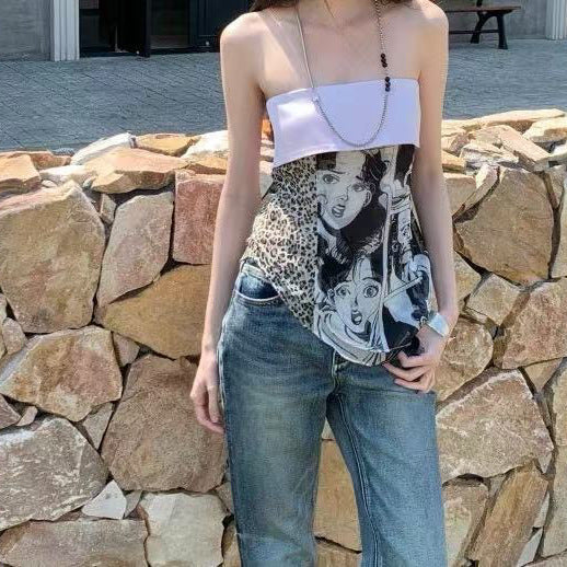 Summer new Spice Girl retro personalized printed sling vest