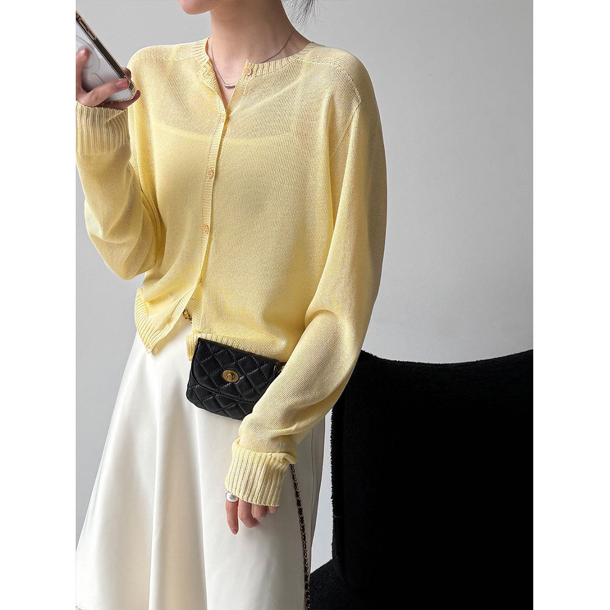 Gentle and lazy knitted cardigan women's spring new thin versatile sweater jacket base