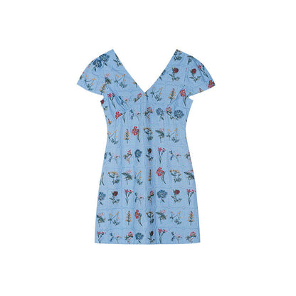 Mori cute age-reducing medium and long embroidered dress