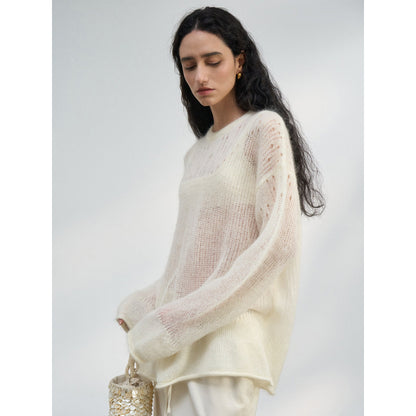 Spring new ultra-fine mohair loose soft skin-friendly wool blouse