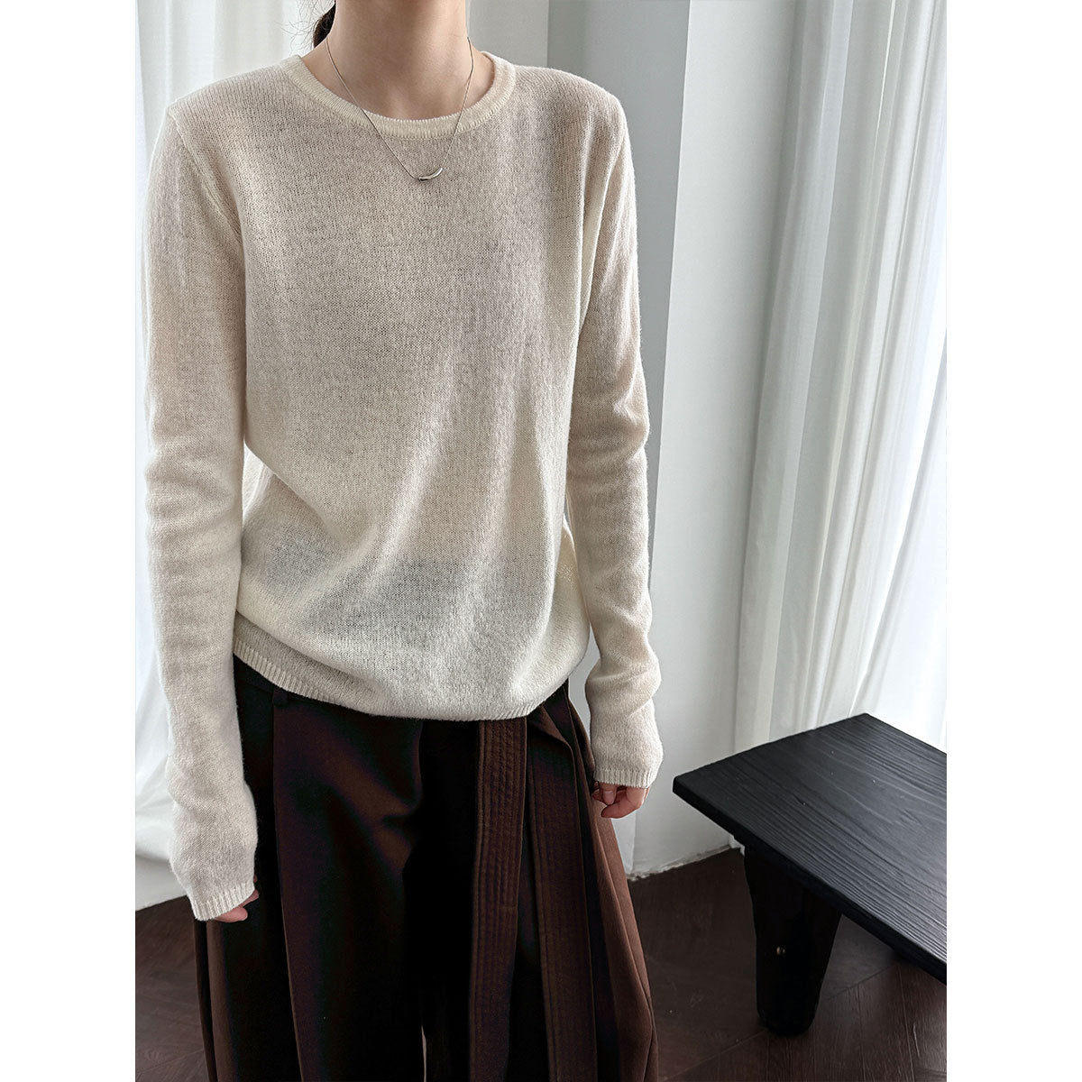 Korean high-end versatile wool knitted bottoming shirt women's autumn new slim-fitting and thin top