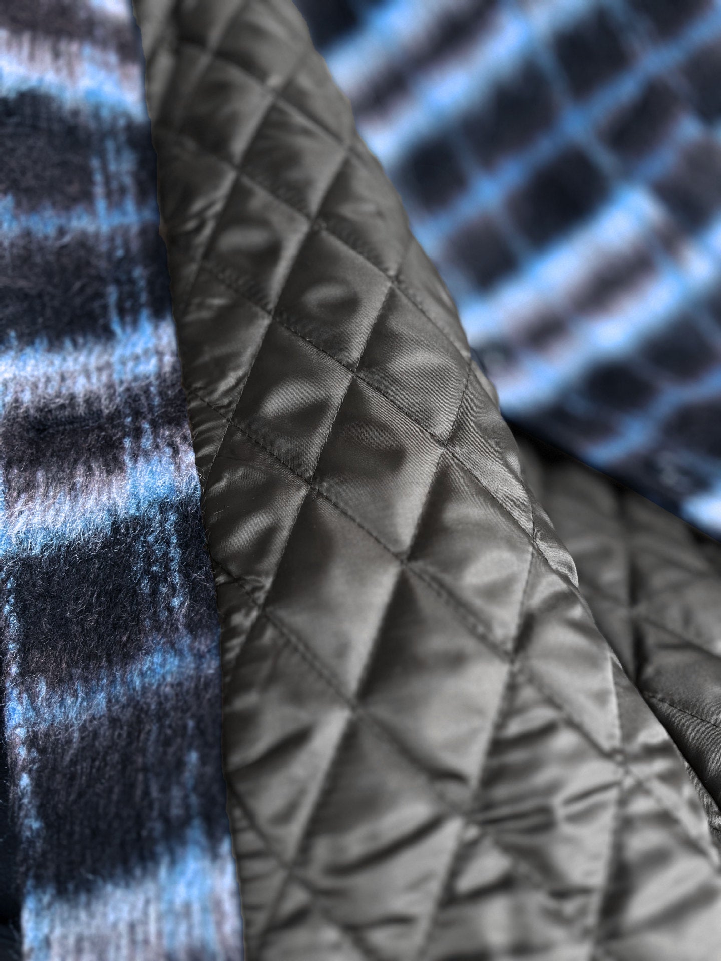 Fall and winterk-style 30% wool woolenoutwear women's medium longthickened over-the-knee quilted plaid coat