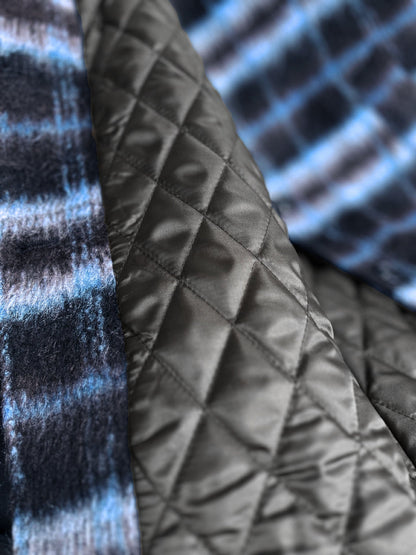 Fall and winterk-style 30% wool woolenoutwear women's medium longthickened over-the-knee quilted plaid coat