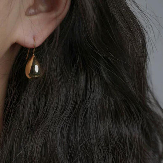Small Silver Egg Series Water Drop French Simple Versatile European and American Metal Temperament High Cold Fashion Earrings Earrings Earrings