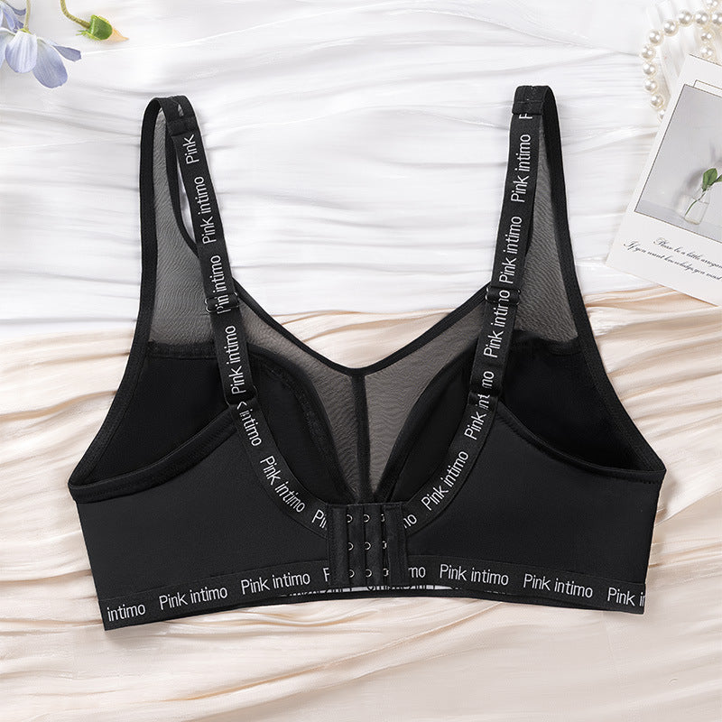 Large size underwear women's big breasts show small anti-sagging gathering can be adjusted thin fat MM bra