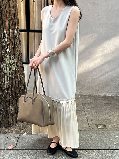 High-end French temperament sleeveless vest dress c spring new splicing hem fishtail skirt 9726
