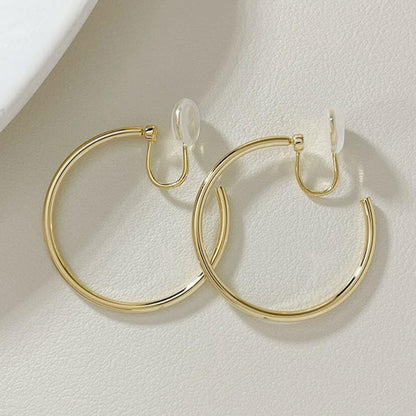 New plain ring mosquito coil disc ear clips without earrings, women's electroplating round versatile high-end earrings tide