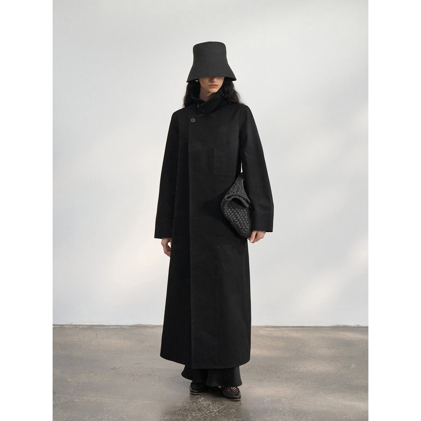 Spring washing water light and old pure cotton minimalist silhouette small quantity trench coat