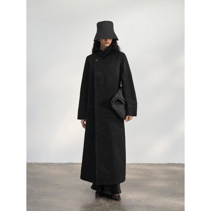 Spring washing water light and old pure cotton minimalist silhouette small quantity trench coat