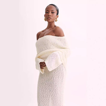 Off-Shoulder Knit Maxi Dress
