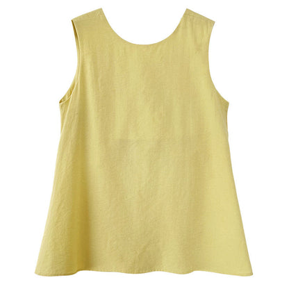 French crew neck design three-dimensional kinked vest top women's summer new loose and thin shirt