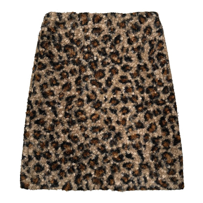 American retro design sense leopard print circle velvet hip skirt women's winter new slim skirt