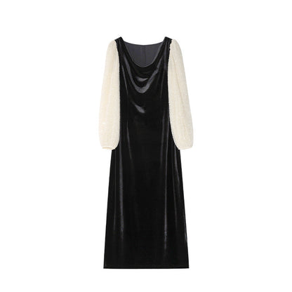 Heavy Industry Sequins Long Sleeves Bubble Sleeves Velvet with Clothes