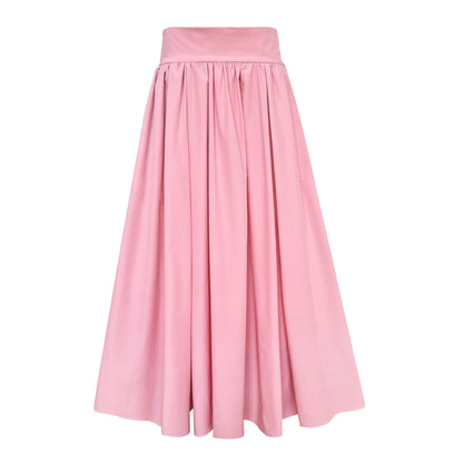 Spring new French high-end pink skirt A-shaped pleated skirt