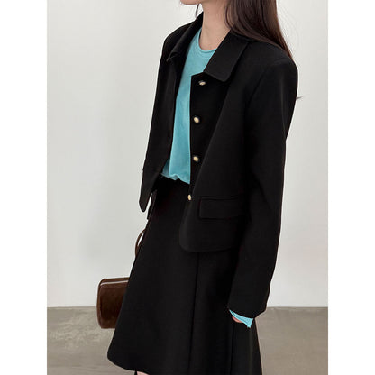 Korean Xiaoxiangfeng jacket + pleated skirt 26 early spring commuter casual suit 89027