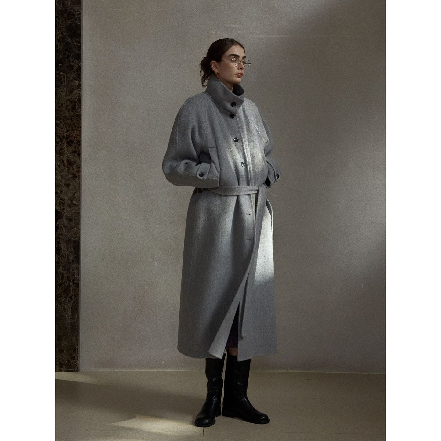 Winter commuter design stand-up collar double-breasted double-sided wool coat jacket