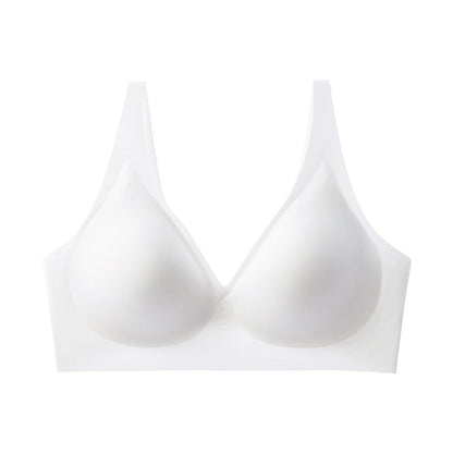 French seamless bra, thin jelly glue soft support, women's large-size bra with double breasts