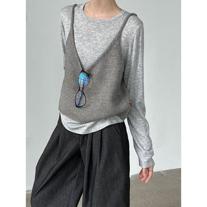 Soft waxy wool knitted sweater bottoming shirt women's autumn new pullover basic versatile long-sleeved T-shirt
