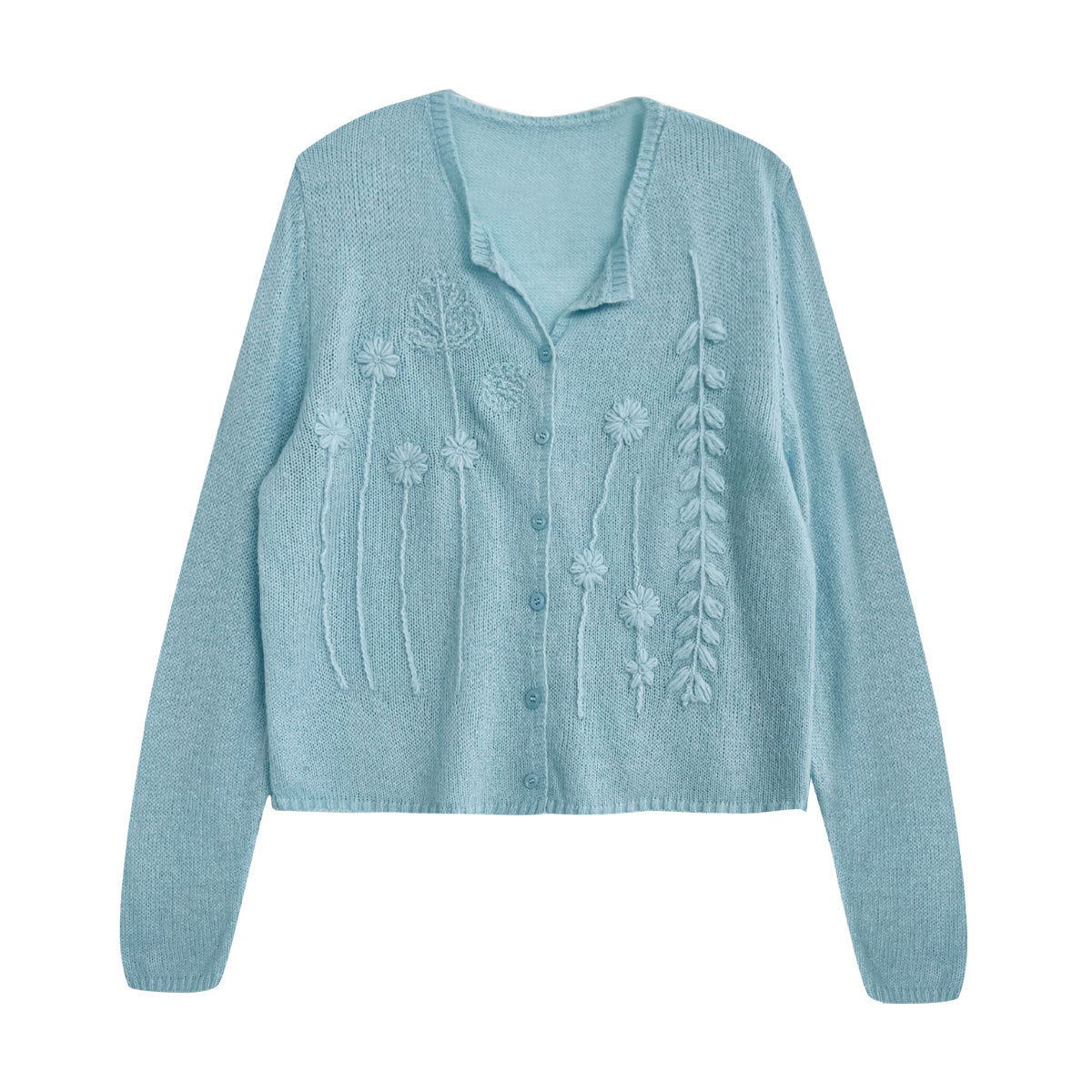 Heavy industry crochet embroidered wool knitted sweater