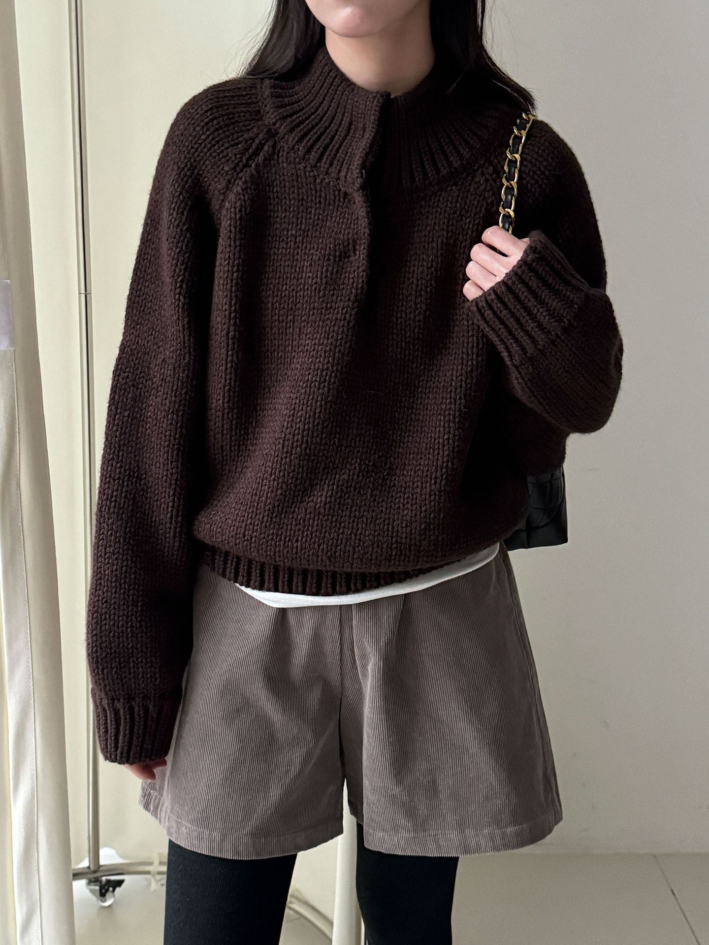Korean semi-turtleneck pullover knitted sweater women's new winter lazy style versatile with a thick sweater underneath
