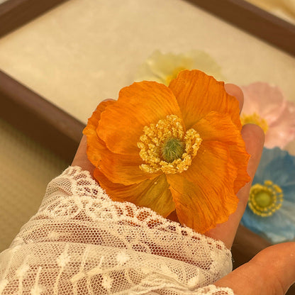 Spring and summer new simulated poppy flower hairpin pure desire atmosphere side clip photo hair accessories super fairy head flower hairpin