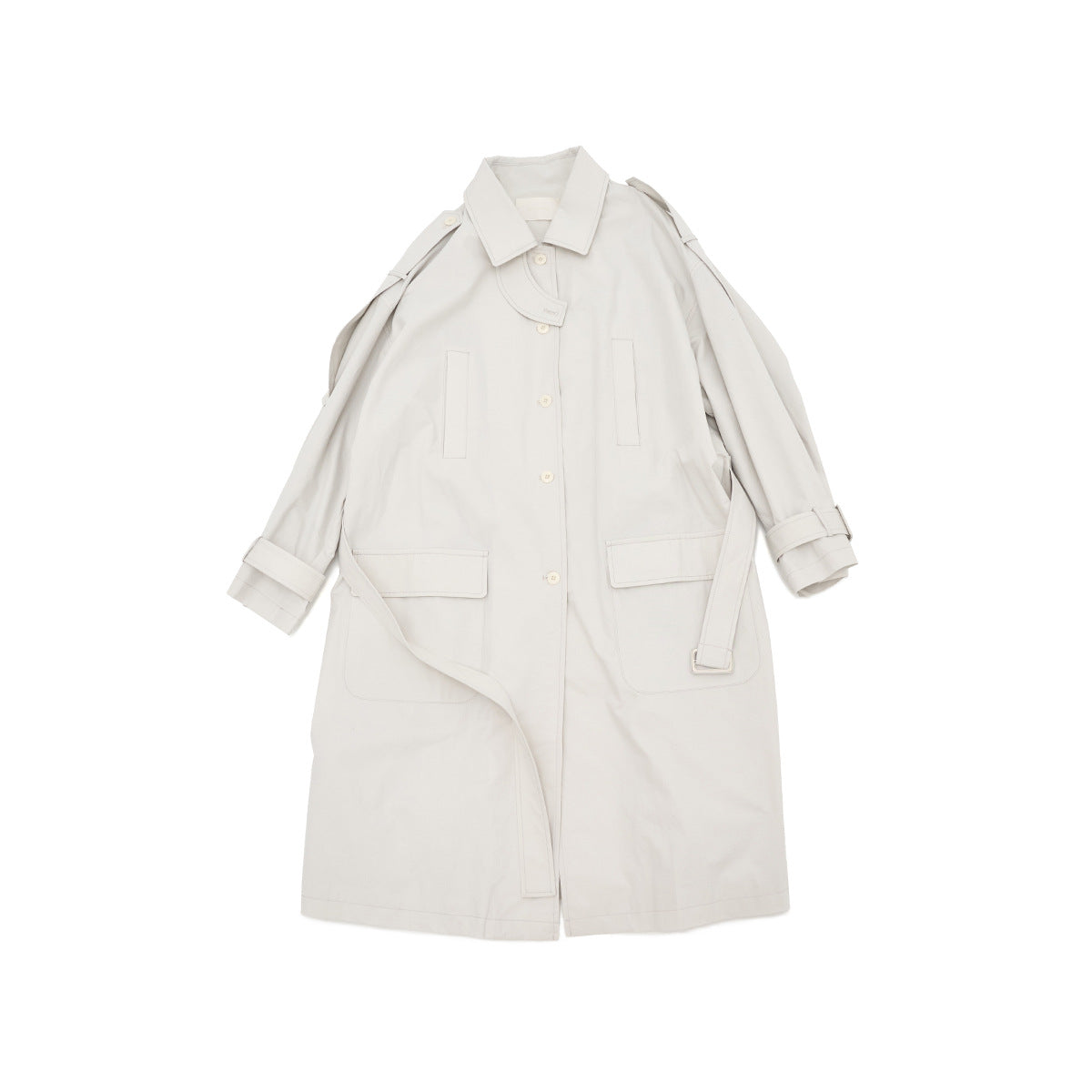 Spring new casual lapel thin versatile lace-up tooling long trench coat