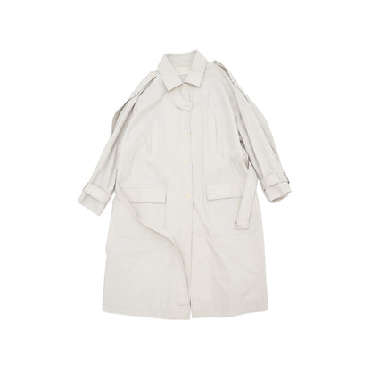 Spring new casual lapel thin versatile lace-up tooling long trench coat
