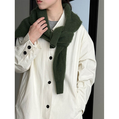 Japanese casual white trench coat women's spring new loose lapel casual cargo coat