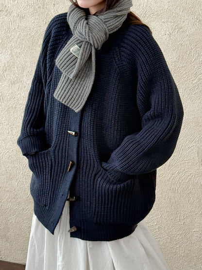 French rough knit retro lazy wind sweater jacket