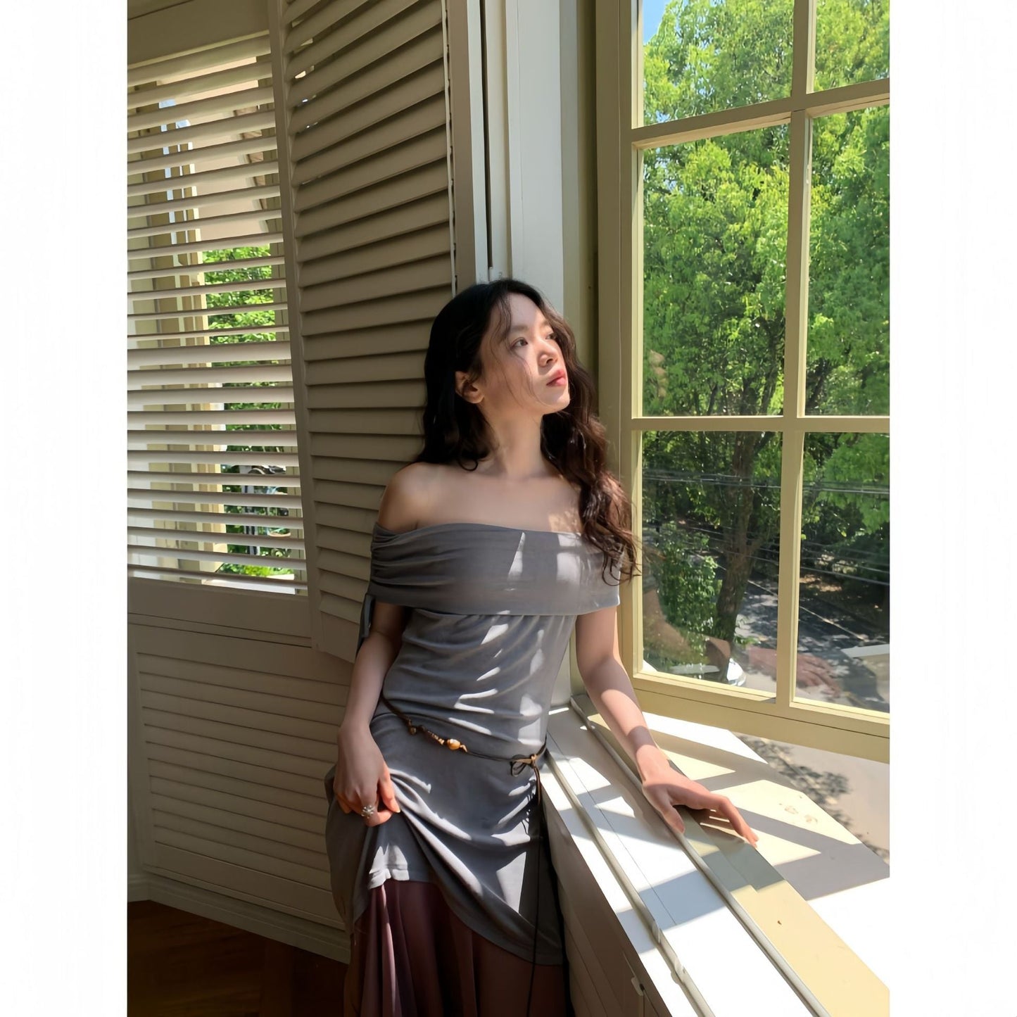 Asymmetrical Off-Shoulder Maxi Dress