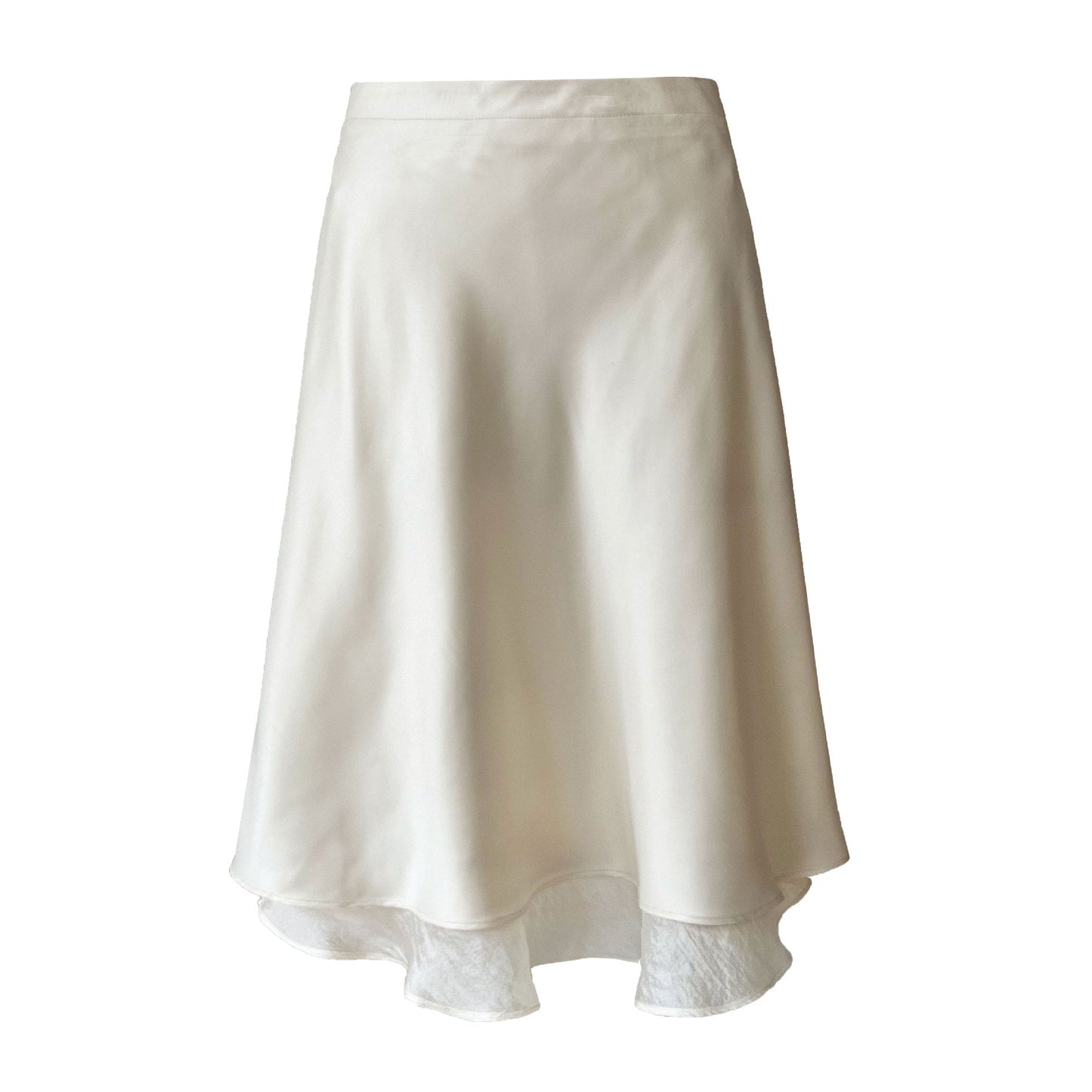 Korean gentle wind splicing skirt women's early spring versatile silky slippery lotus leaf edge a-word skirt