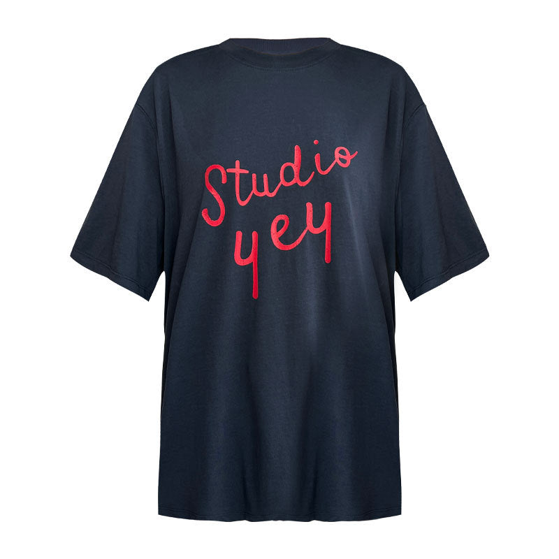 Letter print crew neck T-shirt women's summer new Korean simple commuter versatile short-sleeved top