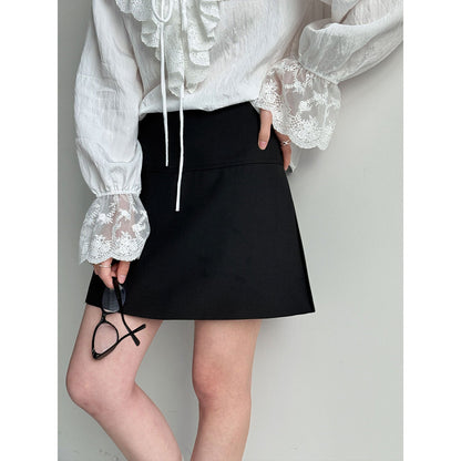 Side split fake two A-word hip skirt pants women's spring high waist thin fart curtain suit skirt