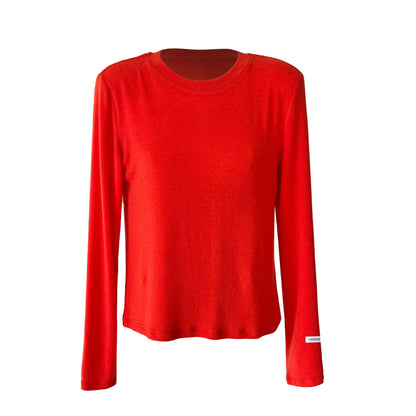 Soft waxy 28% Tencel wool loose high elastic long-sleeved bottoming shirt women's early spring simple inner T-shirt