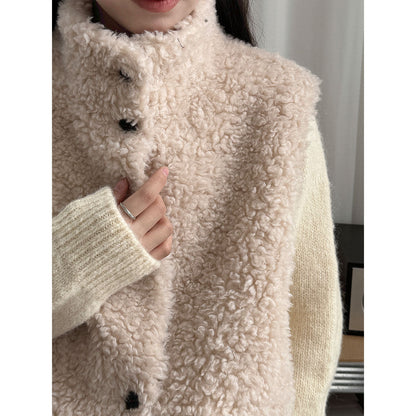 Panax notoginseng wool suede fur integrated sleeveless vest women's autumn and winter lamb wool vest