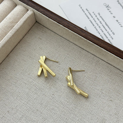 925 silver geometric retro stud earrings simple and small temperament unique earrings personalized trend earrings