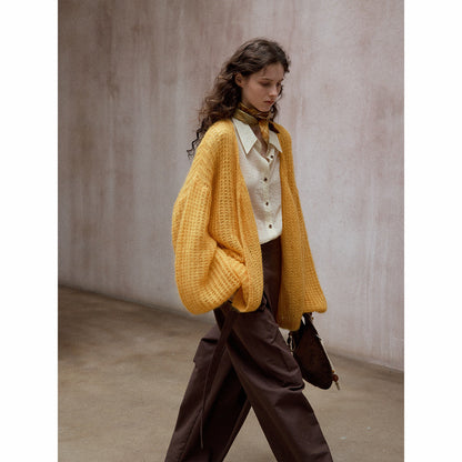 Hollow Mahai wool knitted cardigan daily commute soft waxy skin-friendly versatile jacket
