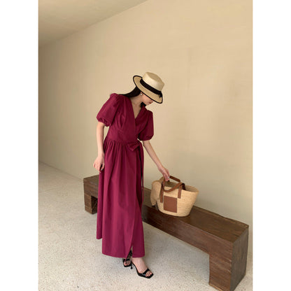 Casual simple dress femininity strap v-neck dress