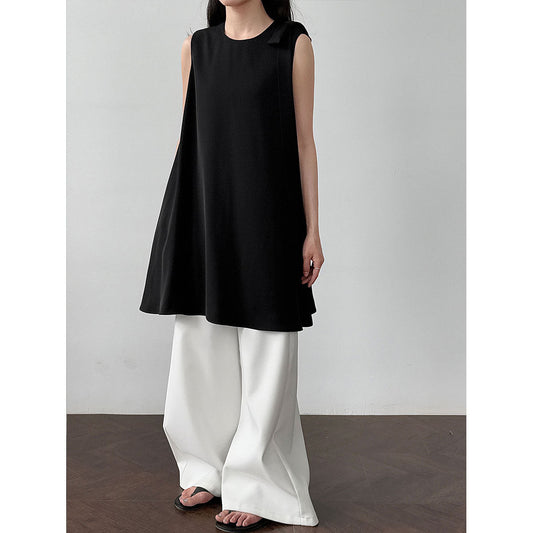 French holiday bow sleeveless vest skirt summer new temperament niche design dress