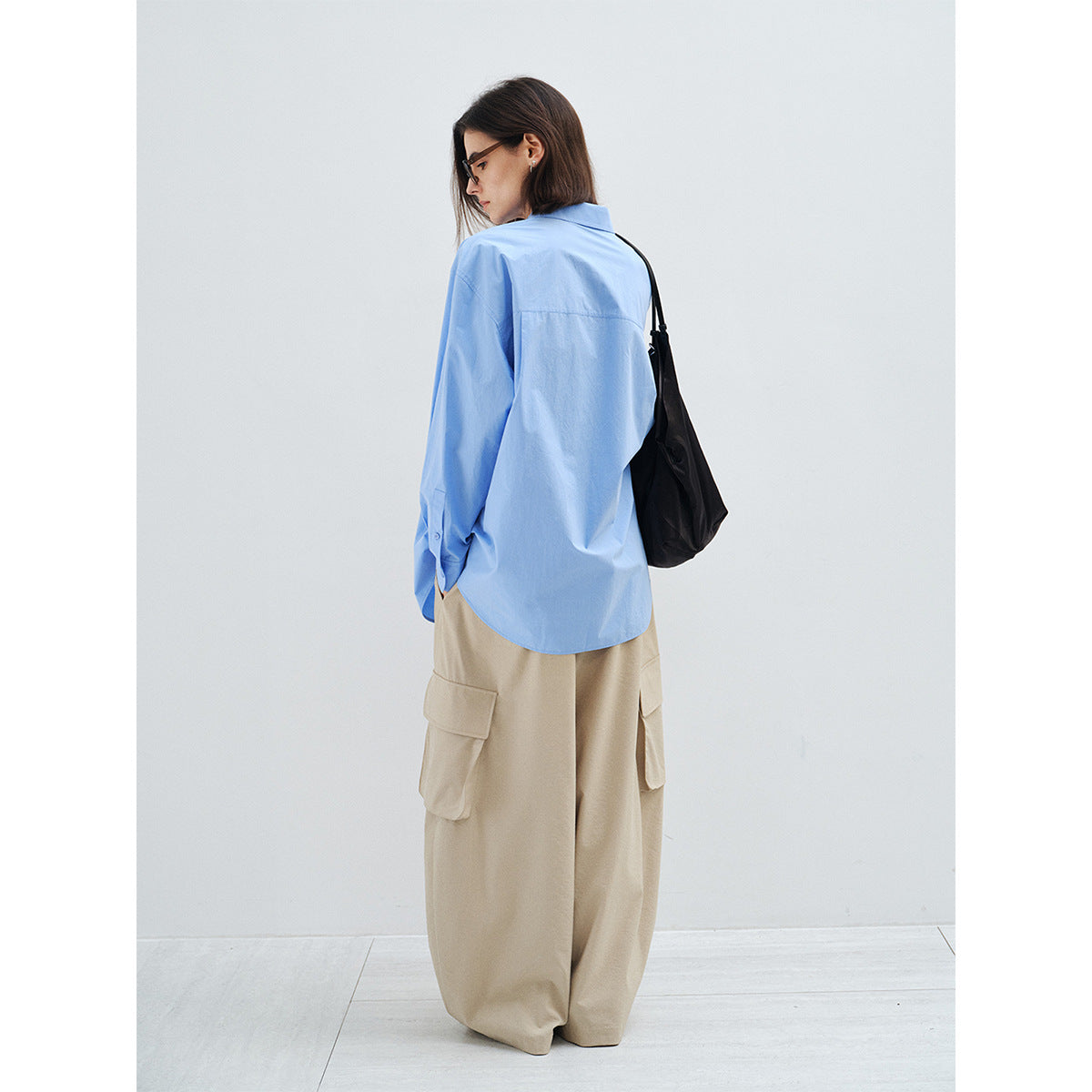 New minimalist high-count high-density horse cotton loose casual versatile shirt