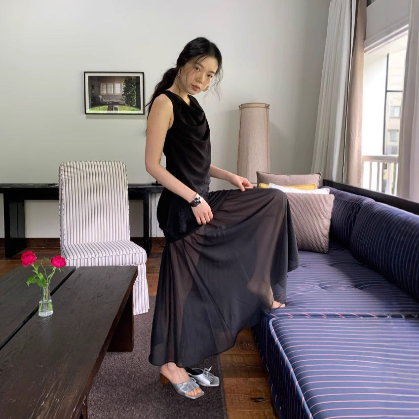 Gentle and advanced temperament swinging collar sleeveless fashion suit