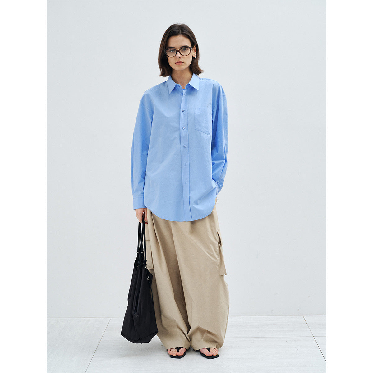 New minimalist high-count high-density horse cotton loose casual versatile shirt