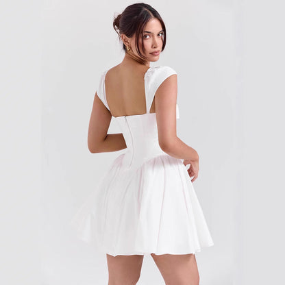 V-Neck High-Waisted Mini Dress