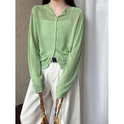 Gentle and lazy knitted cardigan women's spring new thin versatile sweater jacket base