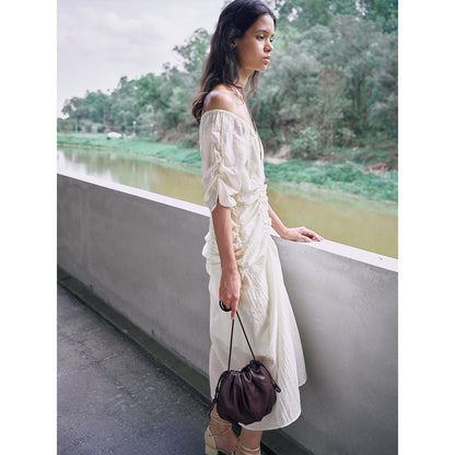 Tencel pleated shoulder dress