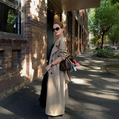 Fashion temperament long trench coat