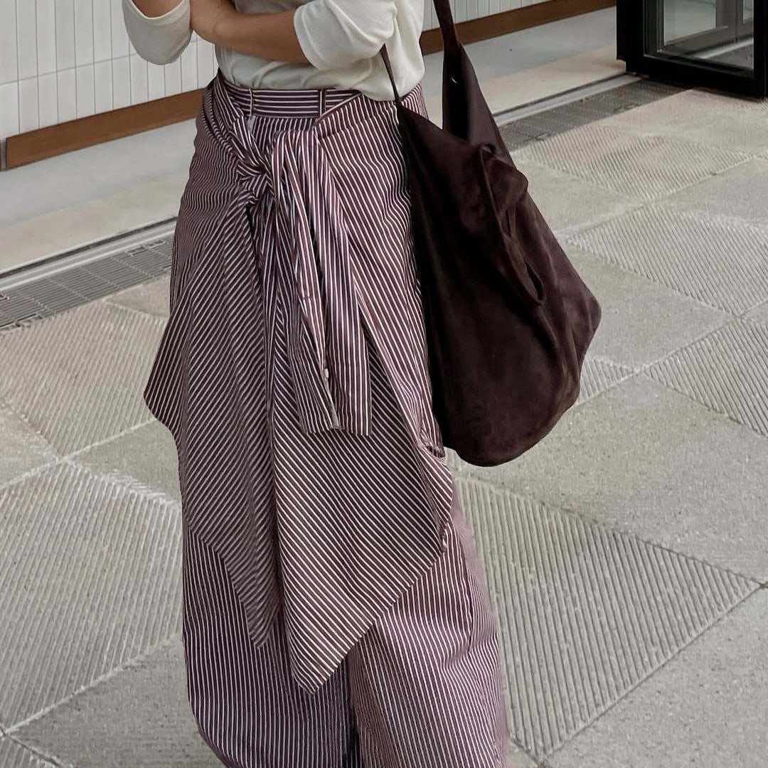 Spring and summer retro slack straight loose drawstring casual pants