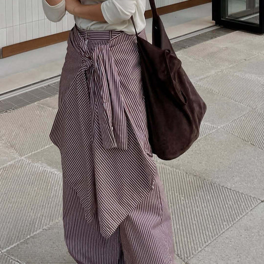 Spring and summer retro slack straight loose drawstring casual pants