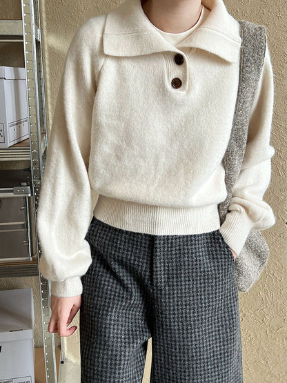 Premium polo collar, thin waist short sweater