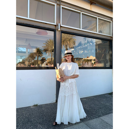 Early spring vacation seaside temperament high waist splicing fishtail skirt